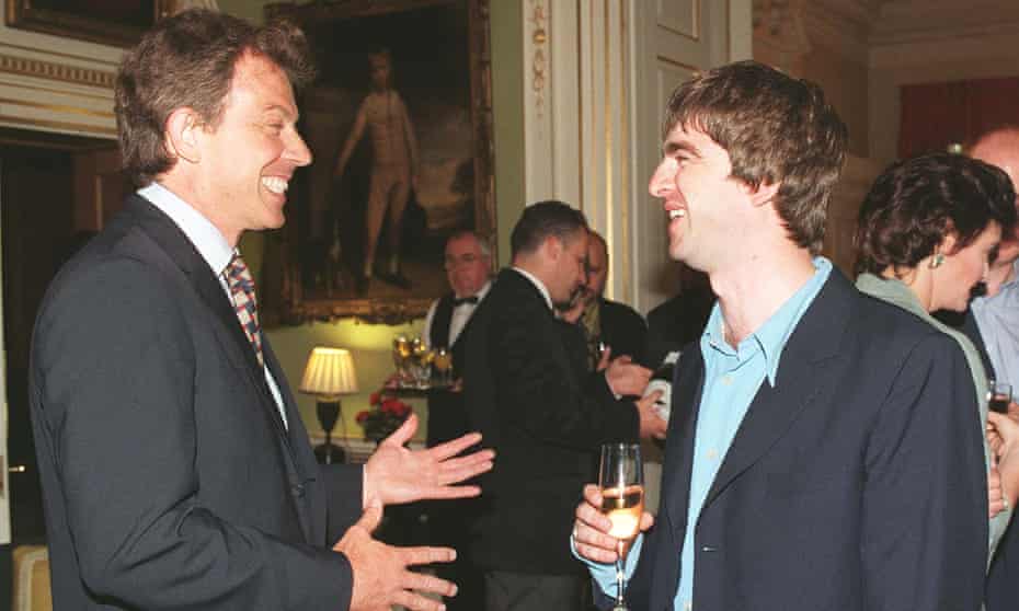 Tony Blair welcomes Noel Gallagher to No10 shortly after being elected in 1997.