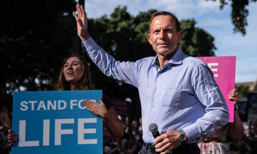 Tony Abbott speaking to the rally.