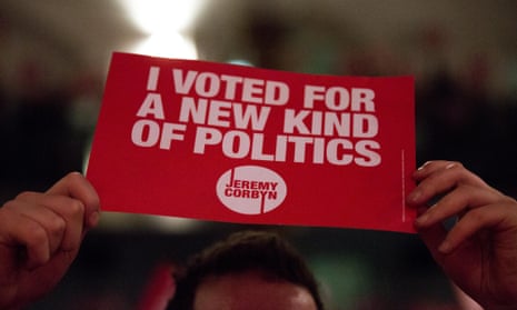 A Corbyn supporter at a leadership campaign rally in September.