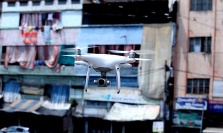 A drone used by Indian police for surveillance in Bhopal during lockdown