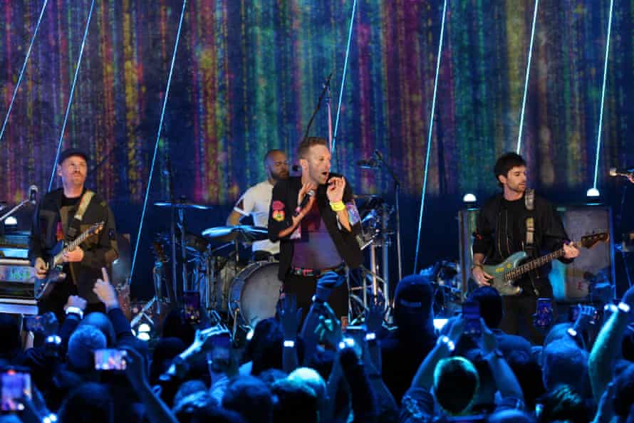Coldplay performing in London in October 2021.