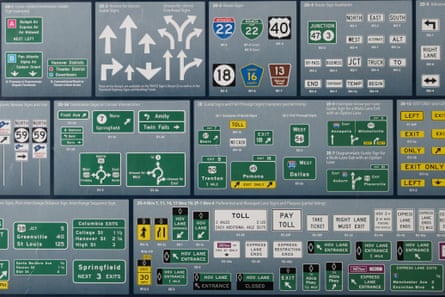 a poster shows different kinds of thoroughfare signs