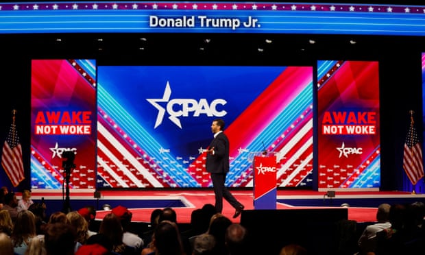 Donald Trump Jr speaks at the Conservative Political Action Conference (CPAC) in Orlando, Florida, on 27 February.