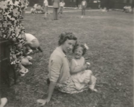 Elaine Kingett as a young child with her mother on a holiday camp in the West Country