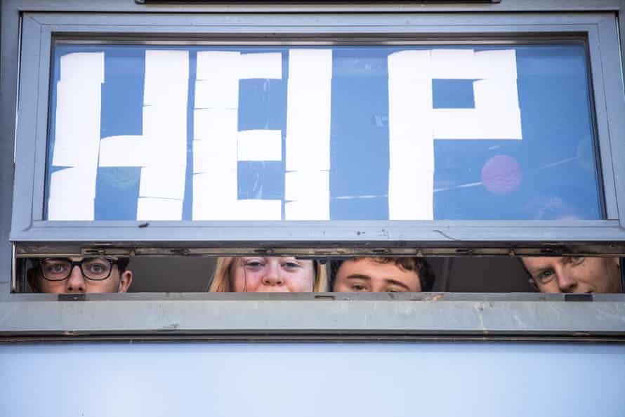 Manchester Metropolitan University students, obliged to isolate in their halls after Covid outbreaks on campus.