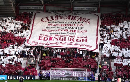 Fans unveil a banner describing the club as the heart and soul of Edinburgh