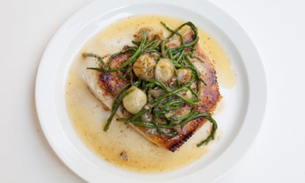 ‘Something magical happens’: skate wing with samphire, gooseberries and brown butter.