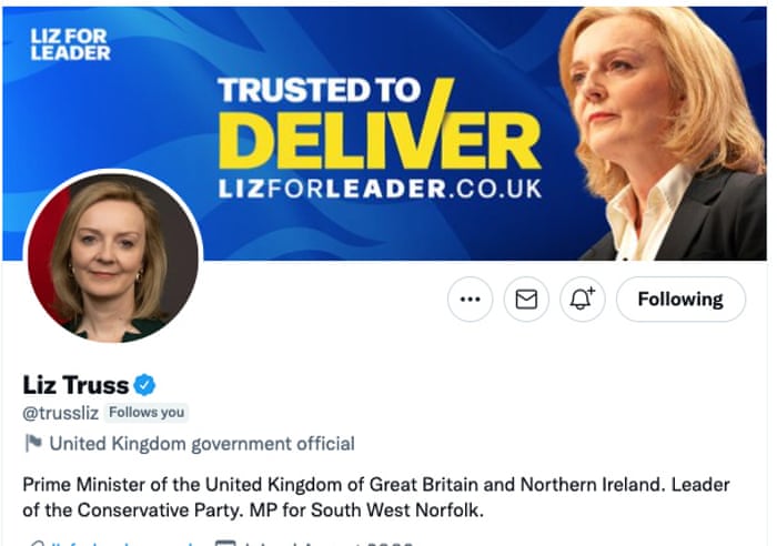 Liz Truss’s new Twitter handle