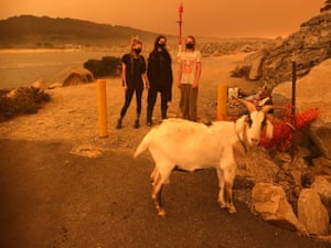 People with their goat in Narooma