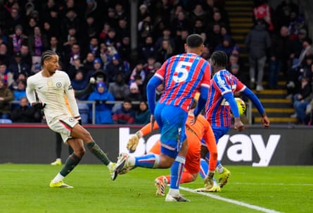 João Pedro (left) unleashes a shot which appears to hit Jaydee Canvot on the arm