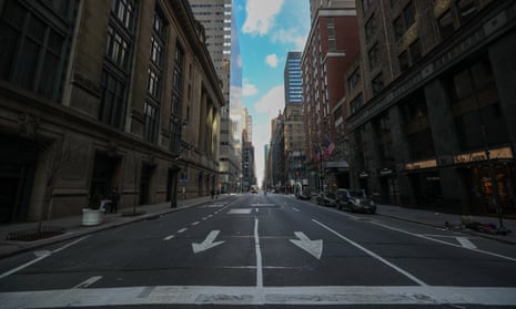 An empty street in New York, New York, on 22 March. 