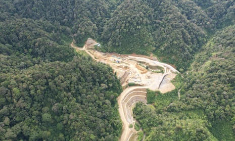 Aerial view of of Dairi Prima Mineral (DPM) zinc mine in Silima Pungga-Pungga, North Sumatra, Indonesia.