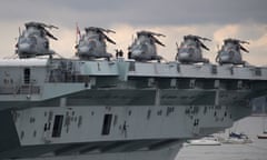 Merlin helicopters on the flight deck of the HMS Queen Elizabeth