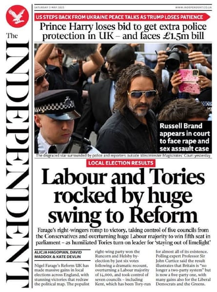 Independent front page, 3 May