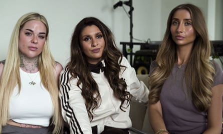 Presenter Amber Haque picturesd with two OnlyFans creators Gia Clarke and Lily Phillips.