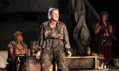 Lesley Sharp as Philoctetes in Paradise at the National Theatre.