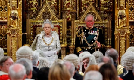 Queen Elizabeth II and the then Prince Charles during the state opening of parliament in 2019