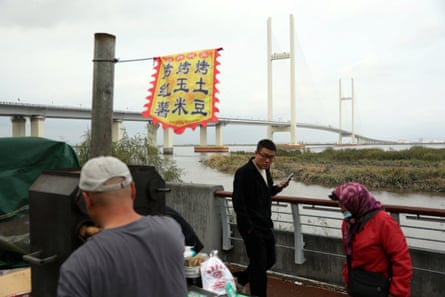 Newly opened New Yalu River Bridge as seen from Dandong
