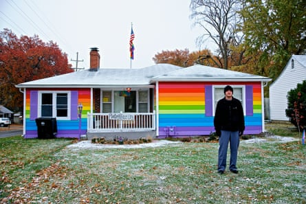 Zach Phelps-Roper outside the rainbow house across the street from the Westboro Baptist church. Zach Phelps-Roper, a grandson of Fred Phelps, is the fourth Phelps-Roper sibling to reject the WBC.
