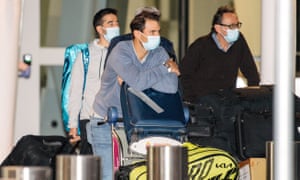 Rafael Nadal arrives at Adelaide airport on Saturday.