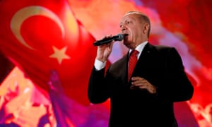 Recep Tayyip Erdoğan addresses his supporters at a ceremony marking the third anniversary of the attempted coup. 3500.jpg?width=300&quality=85&auto=forma