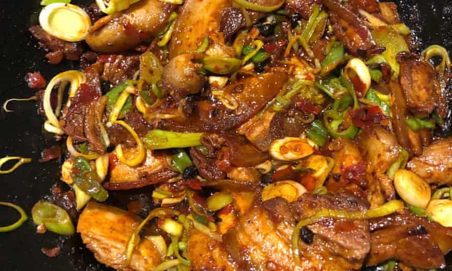 ‘A rust-coloured sauce of fermented beans’: twice cooked pork.