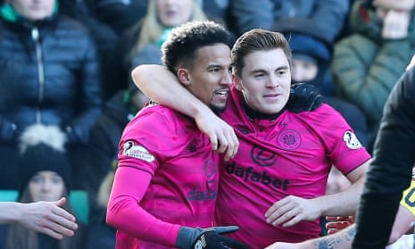 Scott Sinclair and James Forrest celebrate the opener.