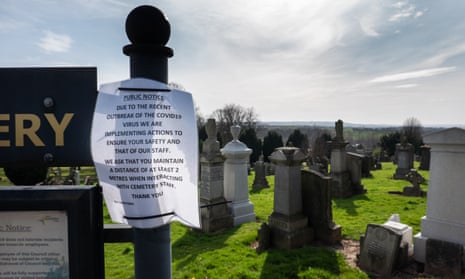 Old Monkland Cemetery in Lanarkshire, Scotland, asks the public to respect physical distancing guidelines.