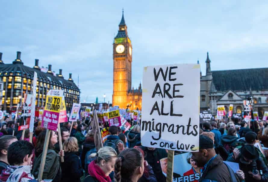 An anti-Donald Trump protest in London last month …