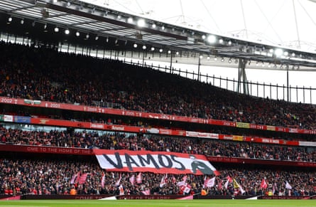 Arsenal fans show a banner saying ‘Vamos’, ‘Let’s go’ successful Spanish, earlier nan Bournemouth match
