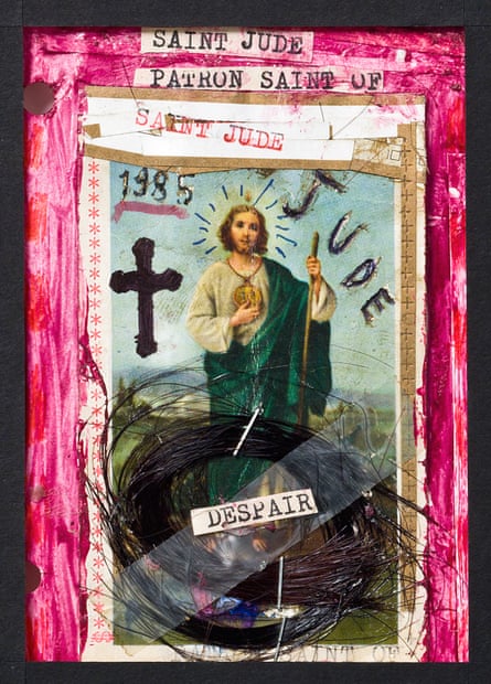 Saint Jude Patron Saint of Despair by Nick Cave, 1985 Ink, hair, plastic, paper, metal on paper Gift of Nick Cave, 2006, Australian Performing Arts Collection, Arts Centre Melbourne