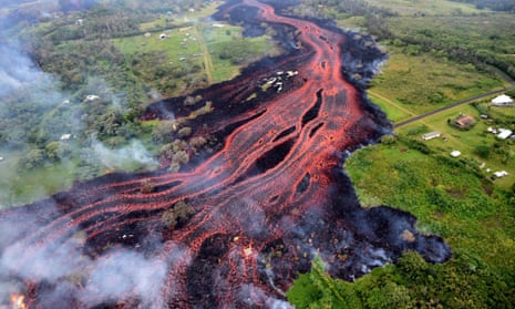 A forest is destroyed by lava after a massive eruption of the Kīlauea volcano in Hawaii on 22 May 2018
