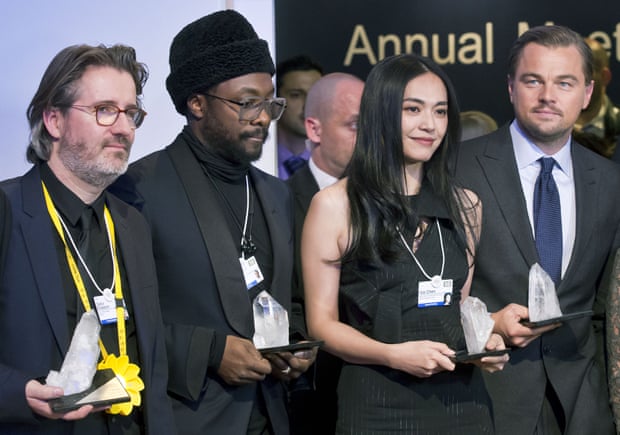 From left, Olafur Eliasson, will.i.am, Yao Chen and Leonardo DiCaprio