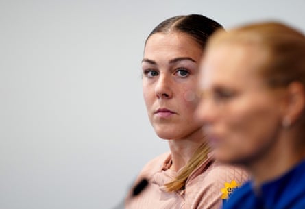Mary Earps alongside Sarina Wiegmam at St George’s Park in 2023.