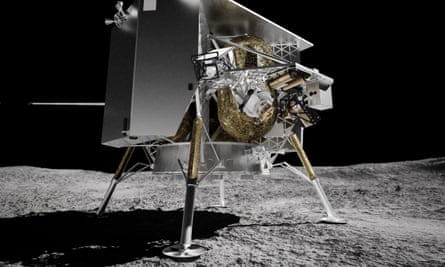 A rendering of the Peregrine spacecraft on the lunar surface