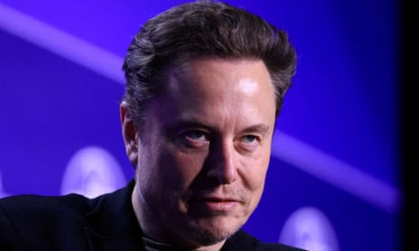 A close-up of Elon Musk scowling