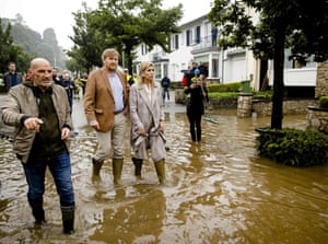 South Limburg, Netherlands: King Willem-Alexander and Queen Maxima inspect the damage caused by the storm in Valkenburg.