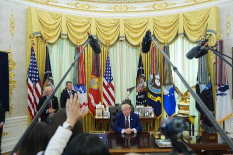 Donald Trump took questions from reporters in the Oval Office on Wednesday.