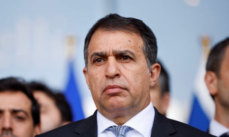Head of the Mission of Israel to the EU and NATO Ambassador Haim Regev attends a solemn moment to remember the people killed in Israel, during the ongoing conflict with Hamas, at the European Parliament, in Brussels, Belgium, October 11, 2023.