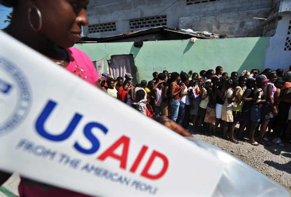 A USAid distribution point in Port-au-Prince after the 2010 earthquake. 