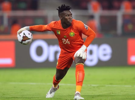 André Onana playing for Cameroon in the Africa Cup of Nations
