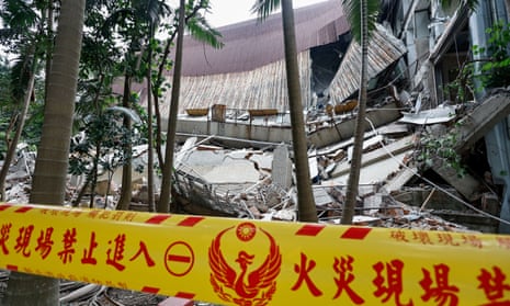 The wreckage of the printing company’s factory after it collapsed in New Taipei City, Taiwan, 03 April 2024.