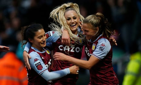 Alisha Lehmann is at the centre of Aston Villa celebrations after scoring a late winner against Leicester last Sunday.