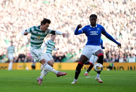 Yang Hyun-Jun shoots in the Scottish Premiership match between Celtic and Rangers