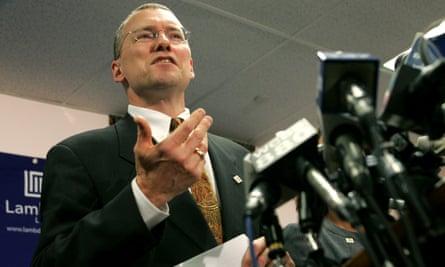David Buckel at a news conference in Newark, New Jersey on 25 October 2005. ‘He never lost sight of the fact that we were representing real people,’ said Suzanne Goldberg, a former colleague.