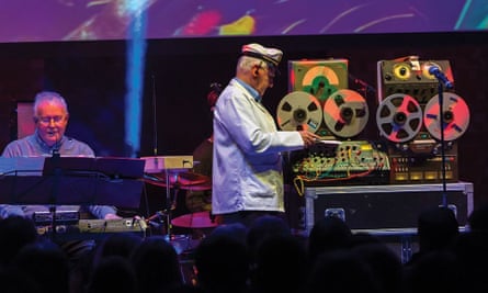 Members of the Radiophonic Workshop live in concert in 2016. Paddy Kingsland, left, and Dick Mills