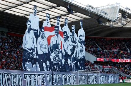 A tifo marks Middlesbrough’s 150th anniversary before their win over Wolves at the Riverside.