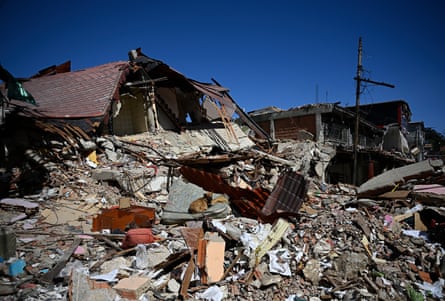 Rubble-strewn area