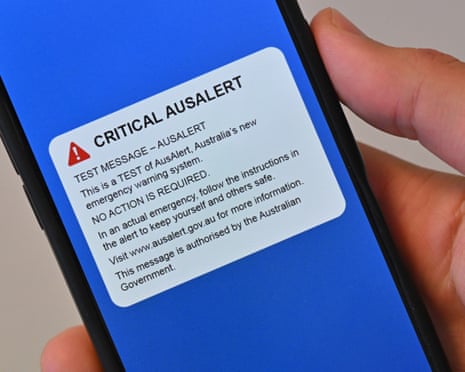 The government’s new cell-broadcast national messaging system known as ‘AusAlert’ on a smart phone.