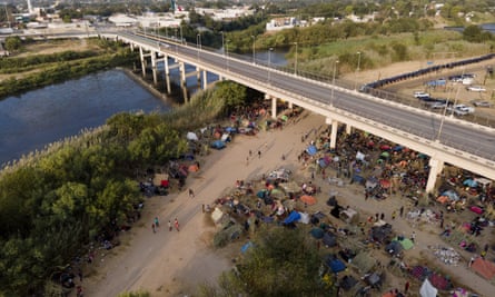 Migrants, many from Haiti, at the encampment in Del Rio, Texas
